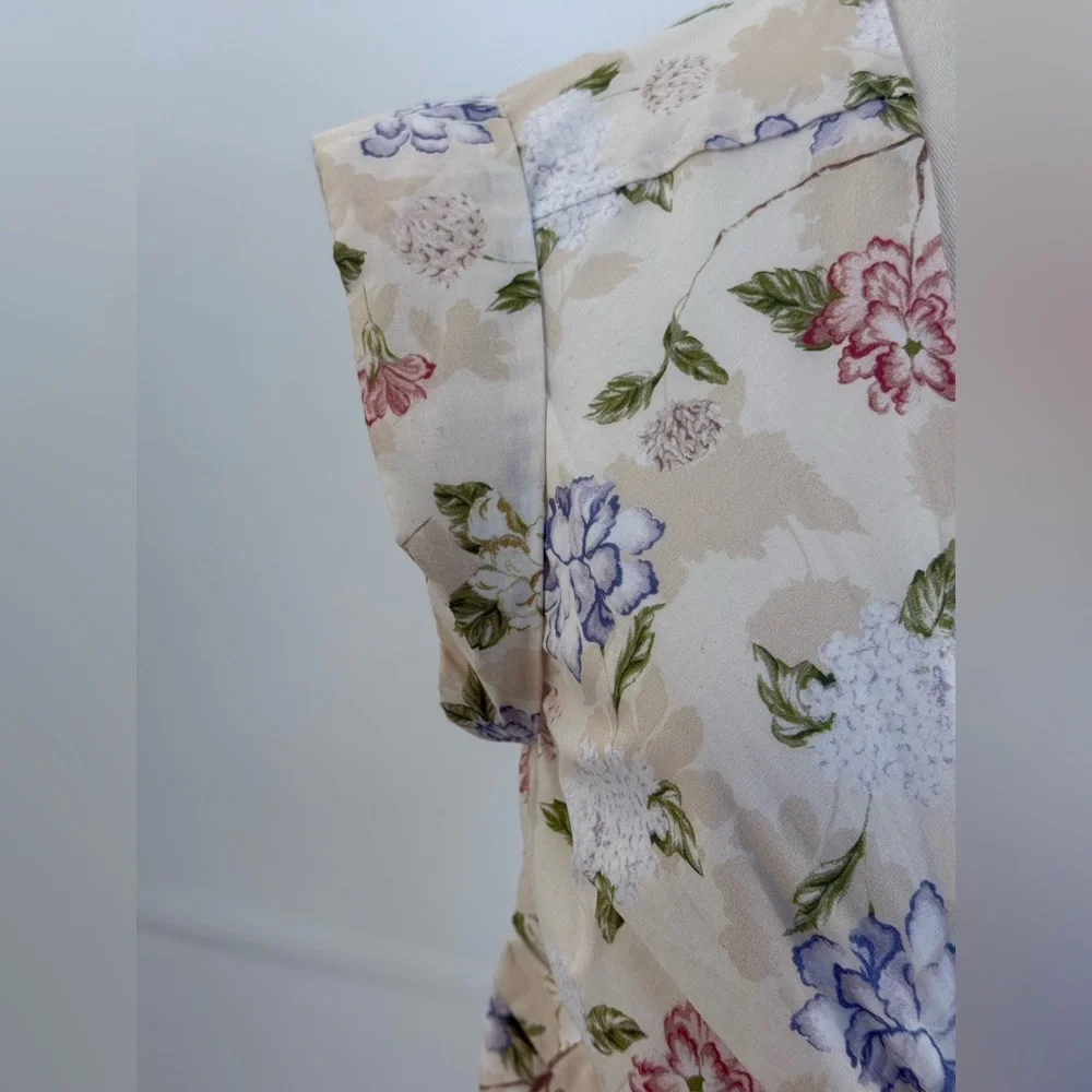 Sofía The Label Floral Cut-Out Maxi Cream Pastel Print Deep V Boho Summer Dress - Picture 9 of 16